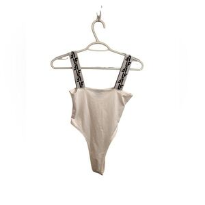 LF Cream Bodysuit with Black Straps